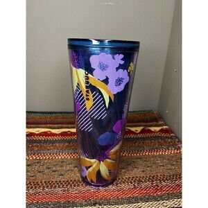 Starbucks Purple Floral Acrylic Cold Cup Limited 2022 Tumber 24oz No Straw